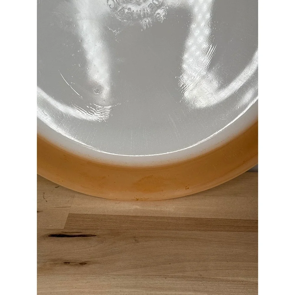 Fire-King Peach Lustre Milk Glass 9 Inch Pie Dish Vintage Ovenware Made in USA